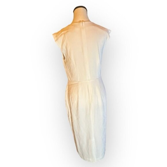 🆕 NWT Banana Republic 6 White Formal Wrap Front Cap Sleeve A Line Dress - Picture 5 of 10